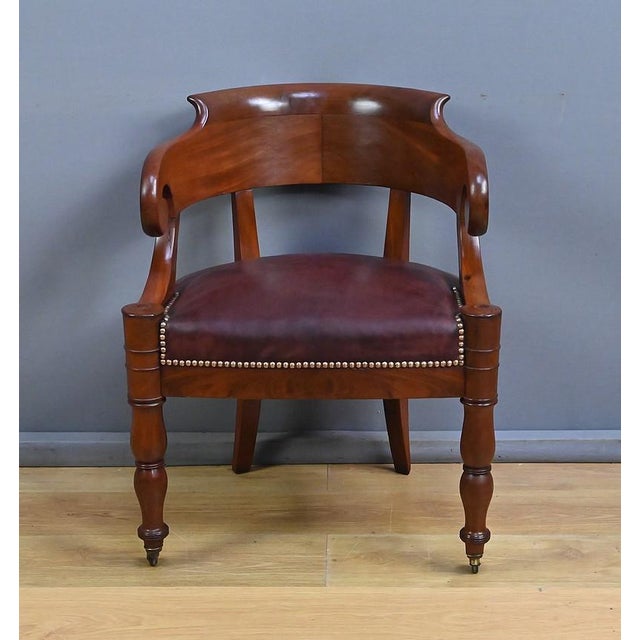 Brown Early 19th Century Restoration Mahogany Office Chair For Sale - Image 8 of 18