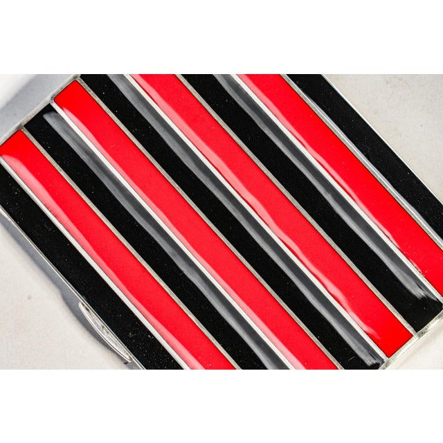 Rare Art Deco Antique Silver Black Red Enamel Cigarette Case Court of Siam Bangkok Presentation Box Luxury Tobacciana For Sale In New York - Image 6 of 18
