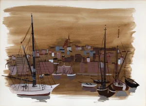 Harbor 3, Charles Levier Watercolor on Paper, Unsigned