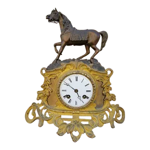 Antique French Horse Topped Lesperut Fils Aine Paris Mantel Clock