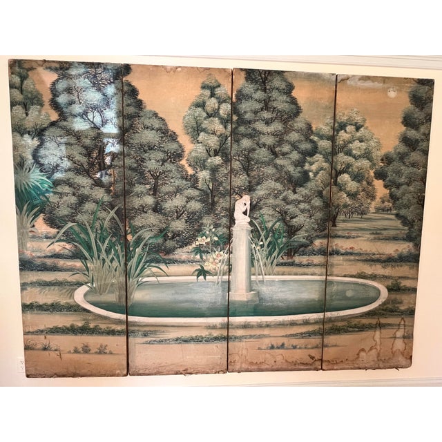 Antique Looking Four Panel Work on Paper For Sale - Image 9 of 10