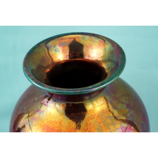 Ceramic Vintage Ceramic Vase with Gold Metallic Enamel by Bottega Gatti, 1970s For Sale - Image 7 of 18