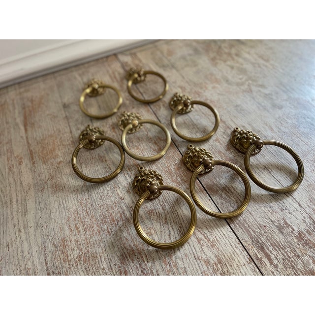 Vintage Brass and Metal Lion Head Baroque Style Round Curtain or Window Treatment Tie Backs - Sets of 2 For Sale - Image 12 of 12