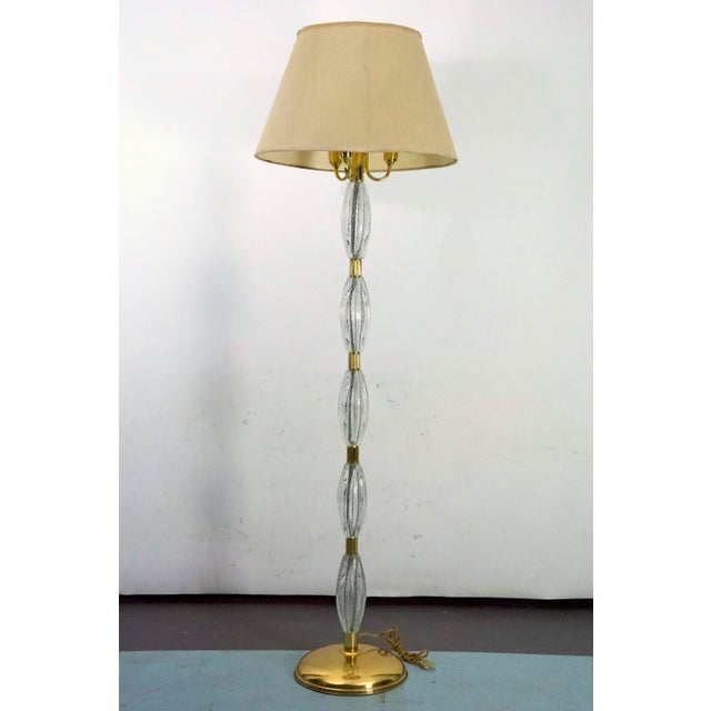 Italian Murano Glass and Brass Floor Lamp by Ercole Barovier, 1940s For Sale - Image 15 of 15