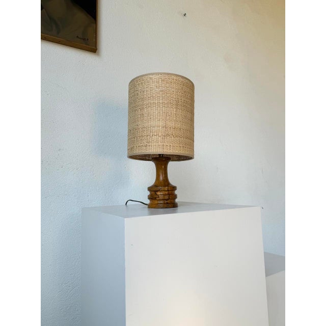 Turned Olive Wood Table Lamp, 1950s For Sale - Image 9 of 17