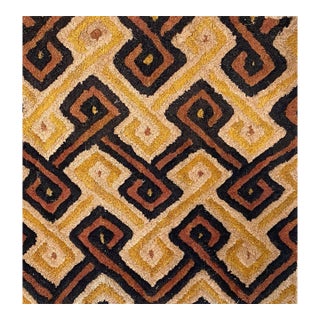 Vintage African Tribal Kuba Kasai Velvet Raffia Textile 24" by 23" For Sale