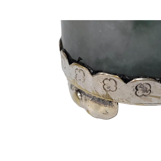Late Qing Dynasty Chinese Silver-Mounted Jade Opium Lamp For Sale - Image 10 of 12
