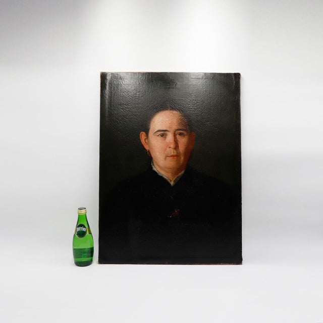 Portrait of a Mexican widow, oil on canvas, signed and dated 1883 For Sale - Image 4 of 4
