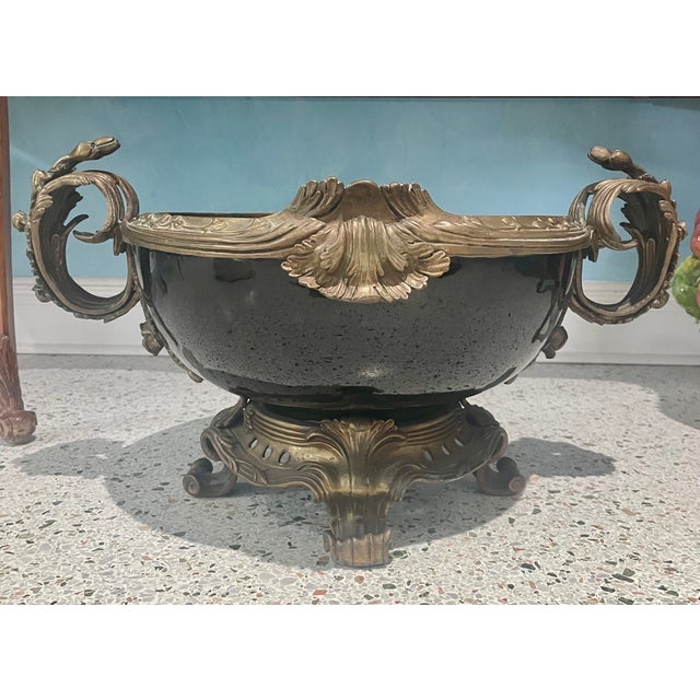 Rococo Vintage Rococo Bronze-Patinated Jardinière / Centerpiece For Sale - Image 3 of 10