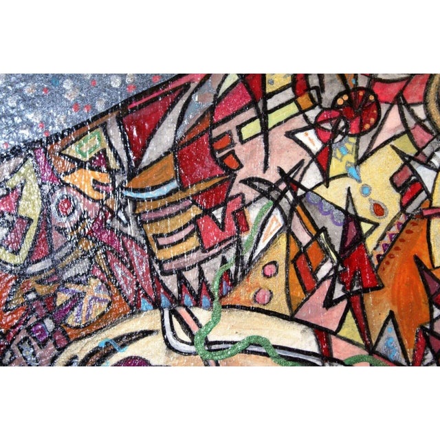 Gray J Renwick Signed Acrylic Painting on Canvas Art Nouveau Female Figure Framed For Sale - Image 8 of 12