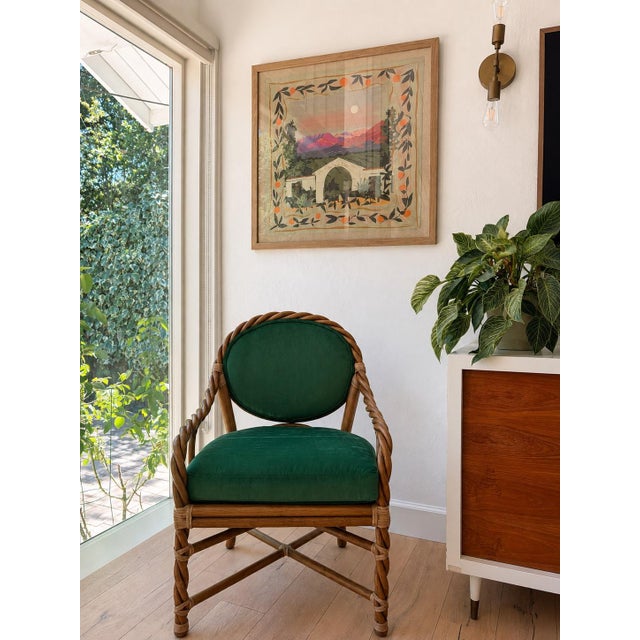 McGuire Vintage McGuire San Francisco Twisted Rattan Armchair in Emerald Green For Sale - Image 4 of 12