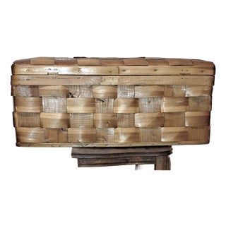 Vintage Woven Wooden Box, 1975 For Sale