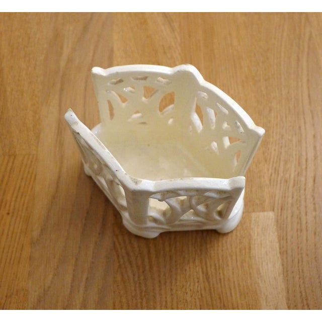 Small Art Nouveau Neo-Gothic Style Openwork Pot or Letter Holder in Earthenware, Early 20th Century For Sale - Image 3 of 15