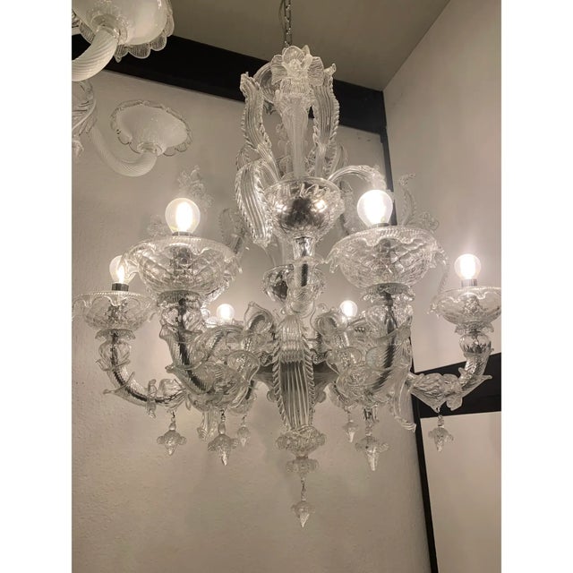 Murano Chandelier in Transparent Glass For Sale - Image 6 of 12