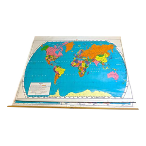 Vintage School World & Us Pull Down Maps