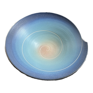 Signed Wayne Bates Sculptural Studio Art Pottery Bowl / Hand Turned Ceramic Post Modern Decorative Centerpiece Bowl