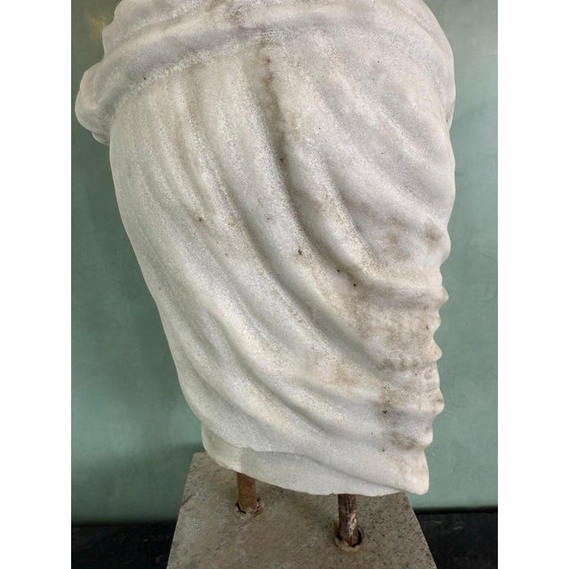 Stone Classical Marble Male Torso Fragment on Custom Stone Base For Sale - Image 7 of 12