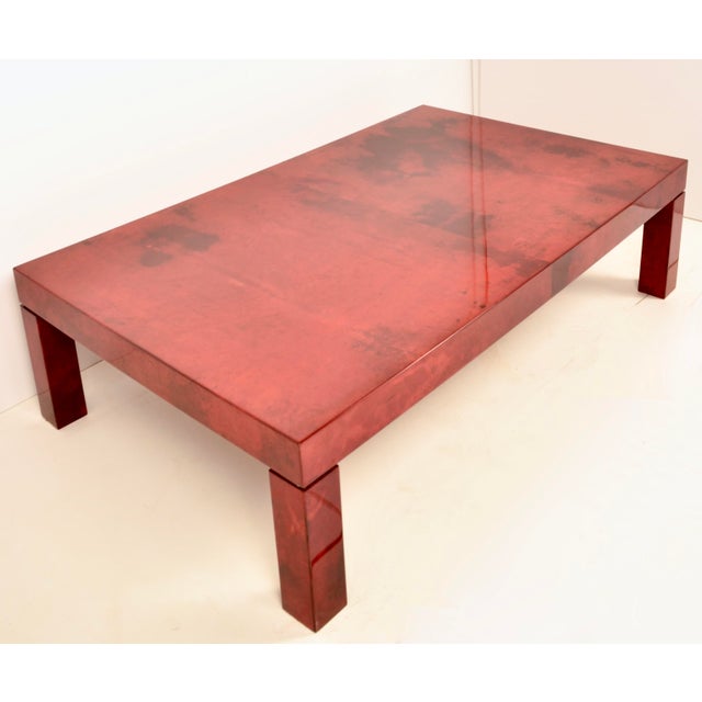 That red color! So striking and rich. Newly lacquered in high gloss, this cocktail table is the perfect size and really...