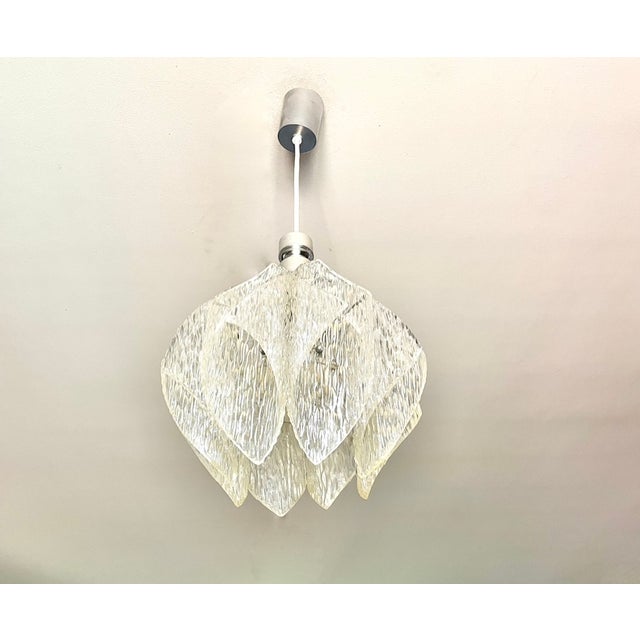1970s pendant light Made in Germany by ME Marbach Kalmar model Composed of 8 rolled sheets of textured acrylic glass...