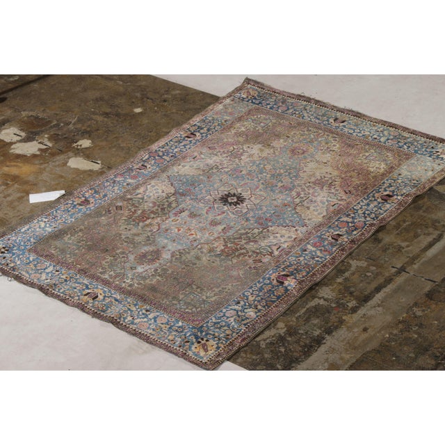 Traditional Hand-Knotted Antique Persian Farahan Rug in Blue With Floral Medallion Pattern For Sale - Image 3 of 7