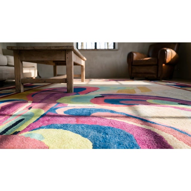 1920s Ivory Abstract Floral Antique Chinese Art Deco Rug 9' X 11'6" Handknotted Wool Carpet For Sale - Image 12 of 13