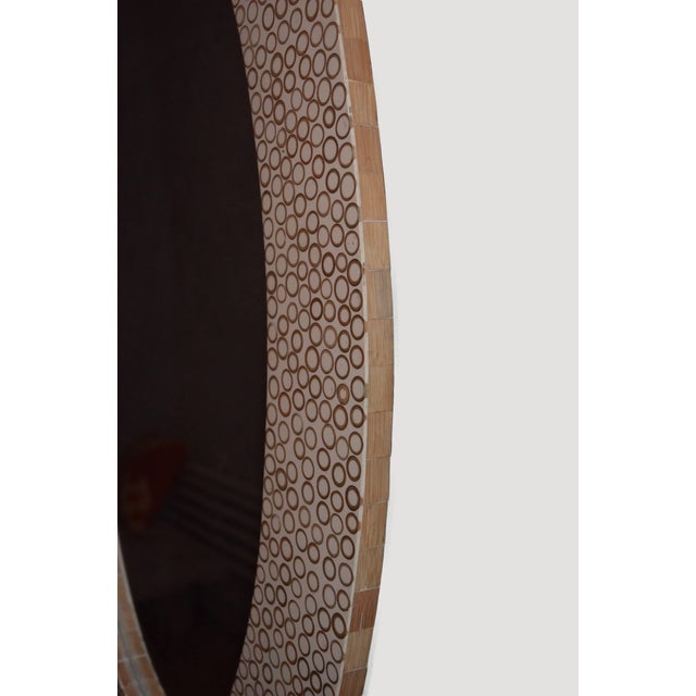 Contemporary Andrianna Shamaris Bamboo Inlay Oval Mirror For Sale - Image 3 of 3