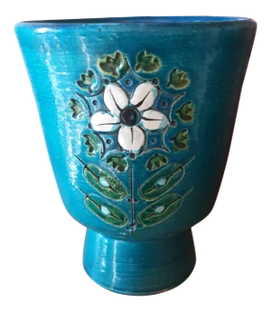 Vintage Aldo Londi Turquoise Footed Vessel Vase