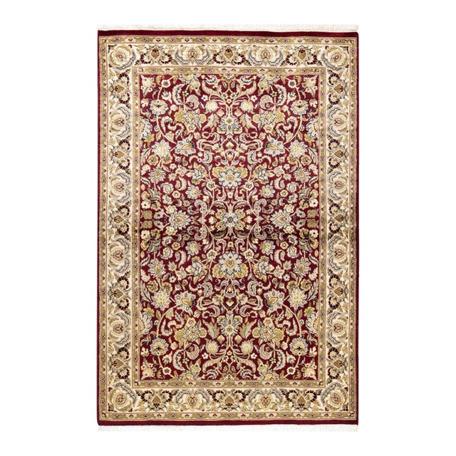 Mogul, One-of-a-Kind Hand-Knotted Area Rug in Red, 4' 2" x 6' 2" For Sale