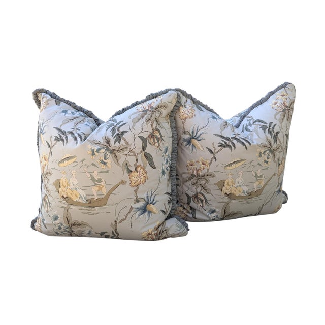 Schumacher Custom Schumacher Yangtze River Chinoiserie Pillows - A Pair For Sale - Image 4 of 16
