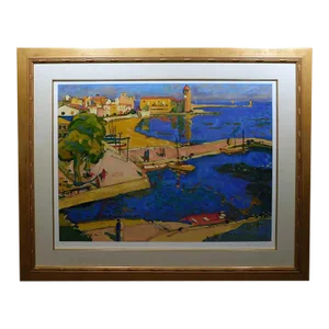 "Port Blau" Print by Manel Anoro With Custom Frame Hand Signed