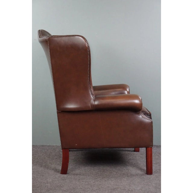 Vintage Brown Leather Armchair For Sale - Image 4 of 10