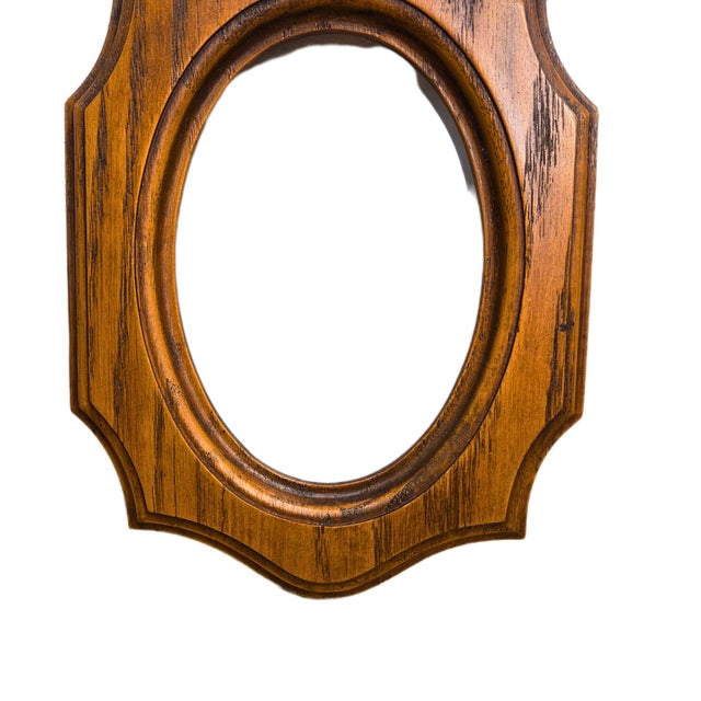 Victorian Vintage Wooden Oval Picture Frame With Octagonal Shape | Frosted Glass| For Sale - Image 3 of 10