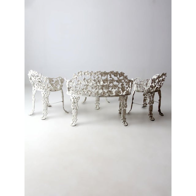 Metal Vintage Cast Aluminum Garden Set Grapevine Patio Seating 4 Piece For Sale - Image 7 of 14