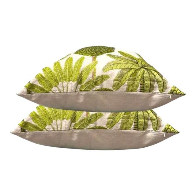 Green Pair of 24'' Ann Gish Majorelle Leaf Pillows For Sale - Image 8 of 8