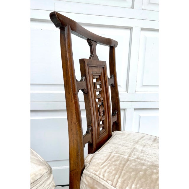 1960s Set of 5 Asian Carved Wood Dining Chairs For Sale - Image 5 of 12