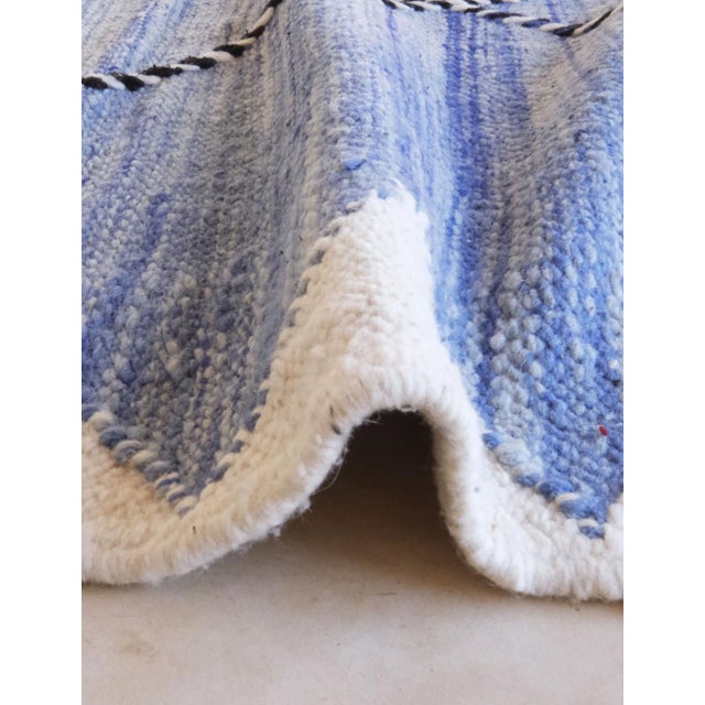 Sky Blue Contemporary Moroccan Flatweave Rug - 10.9 X 6.3 Ft For Sale - Image 8 of 8