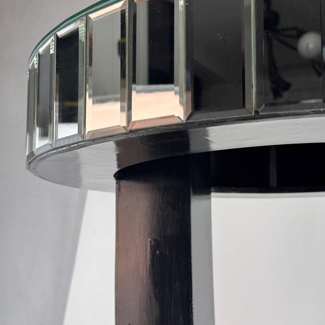 Art Deco Round Mirrored Bar Table in Black Painted Wood, 1930s For Sale - Image 18 of 18