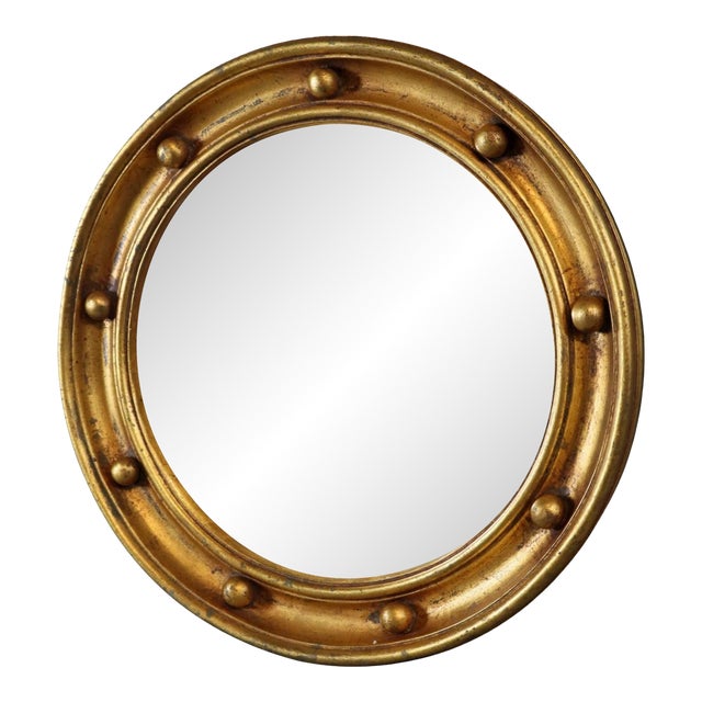 Mid 20th Century French Gilt Round Butler's Mirror For Sale