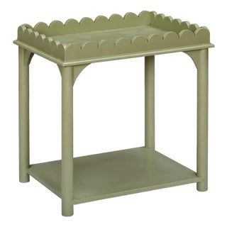 Scalloped Light Green Rectangle Side Table For Sale