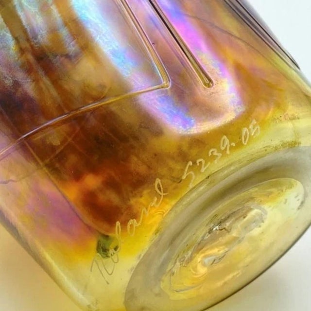 Roger Roland Golden Iridescent Signed Art Glass Vase (Hand Blown, 8.75-inch, Vintage) For Sale - Image 16 of 17