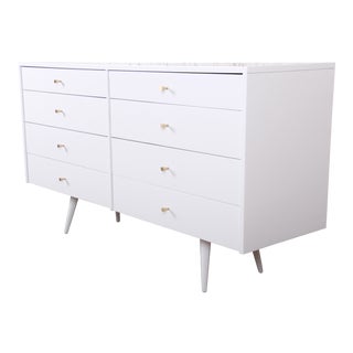 Paul McCobb Planner Group Mid-Century Modern White Lacquered Eight-Drawer Dresser or Credenza, Newly Restored