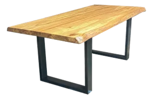 Live Edge Oak Dining Table With Iron Base