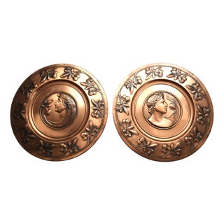 Art Nouveau Wall Reliefs in Brass from WMF, 1890s, Set of 2 For Sale