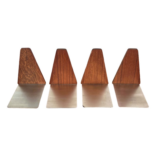 Mid-Century Modern Danish Bookends in Teak, 1960s, Set of 4 For Sale