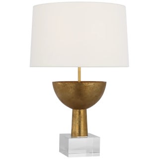 Ray Booth by Visual Comfort Signature Eadan 26" Table Lamp in Museum Brass with Linen Shade For Sale