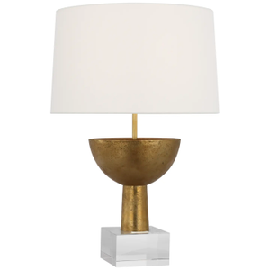 Ray Booth by Visual Comfort Signature Eadan 26" Table Lamp in Museum Brass with Linen Shade