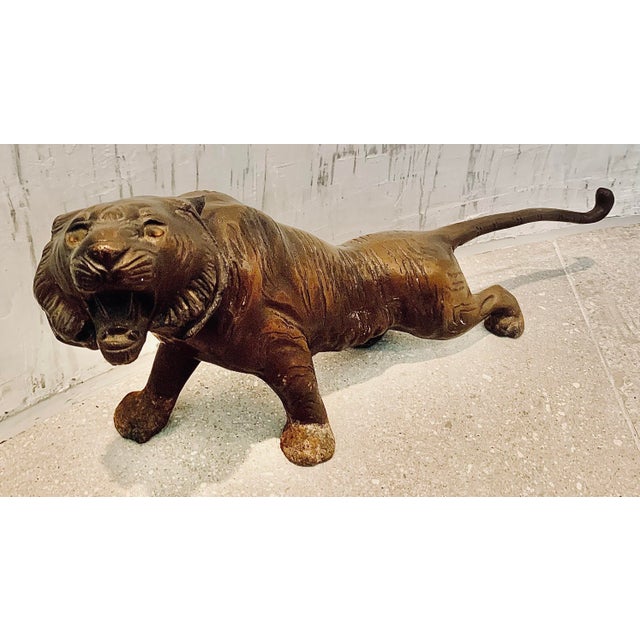 Bronze Vintage Early 20th Century Japanese Cast Bronze Japanese ‘Meiji Period Style’ Tiger For Sale - Image 8 of 12