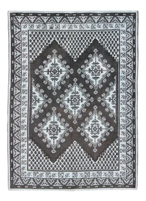 Vintage Moroccan Rug With Geometric Lattice and Medallion Pattern Black and Blue