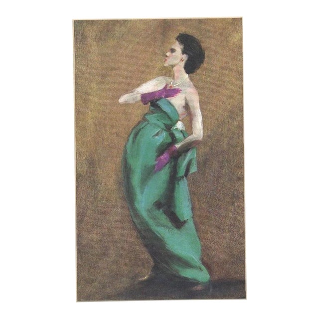 1981 Rare French Givenchy Couture Fashion, Bulgari Jewelry Print, Matted For Sale