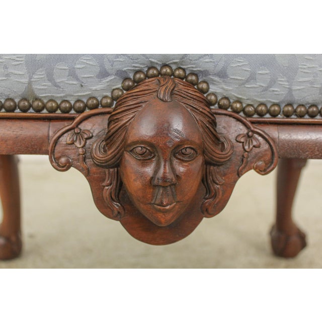 1990s Baker Ball & Claw Foot Mahogany Ottoman or Stool For Sale - Image 5 of 13